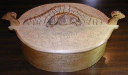 Carved and kolrosed box by Judy Ritger